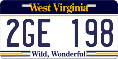 WV license plate 2GE198