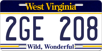 WV license plate 2GE208