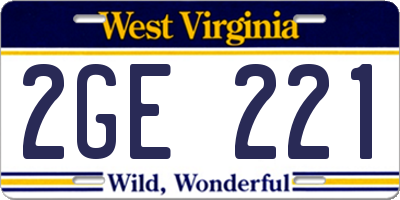WV license plate 2GE221