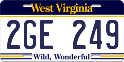 WV license plate 2GE249