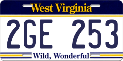 WV license plate 2GE253