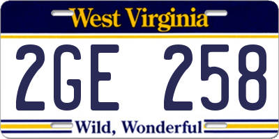 WV license plate 2GE258
