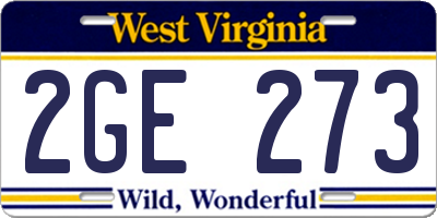 WV license plate 2GE273