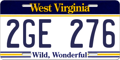 WV license plate 2GE276