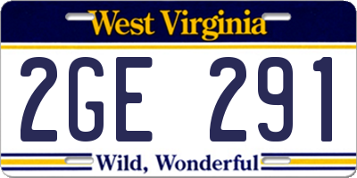 WV license plate 2GE291