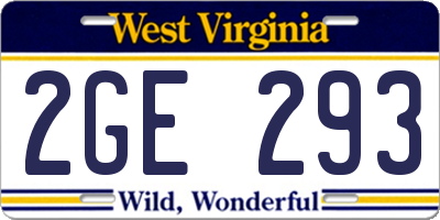 WV license plate 2GE293