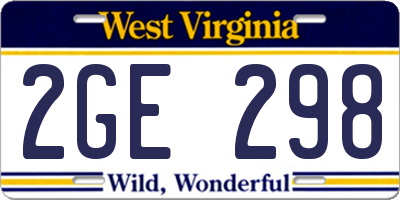 WV license plate 2GE298