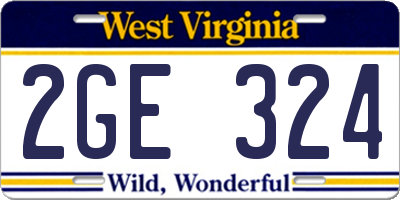 WV license plate 2GE324