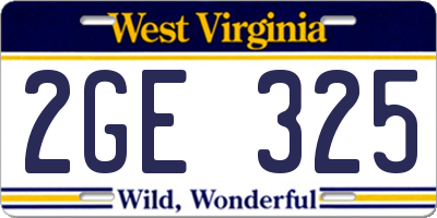 WV license plate 2GE325