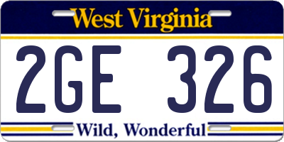 WV license plate 2GE326