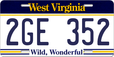 WV license plate 2GE352
