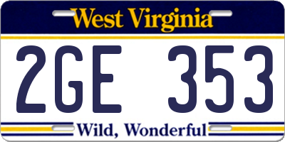WV license plate 2GE353