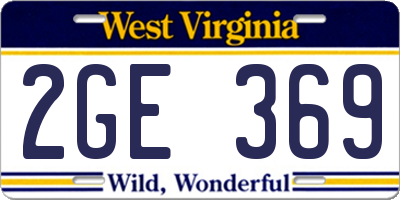 WV license plate 2GE369