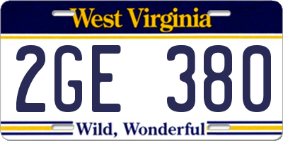 WV license plate 2GE380