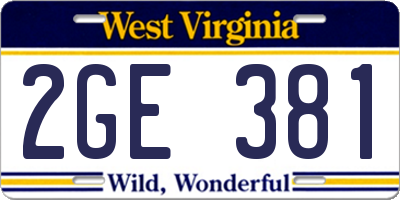 WV license plate 2GE381