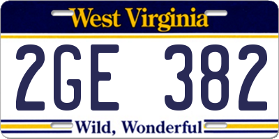 WV license plate 2GE382