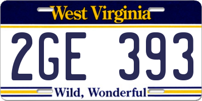 WV license plate 2GE393