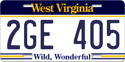 WV license plate 2GE405