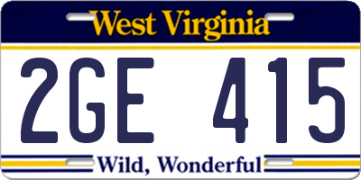 WV license plate 2GE415