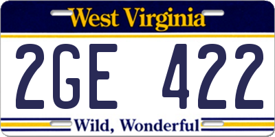 WV license plate 2GE422