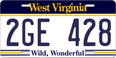 WV license plate 2GE428