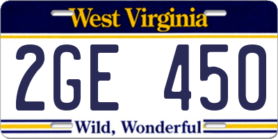 WV license plate 2GE450