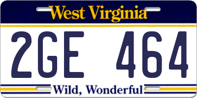 WV license plate 2GE464