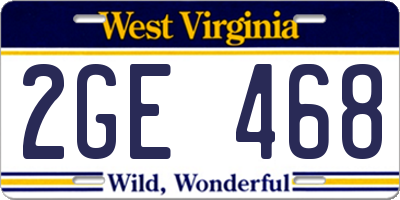 WV license plate 2GE468