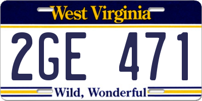 WV license plate 2GE471