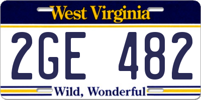 WV license plate 2GE482