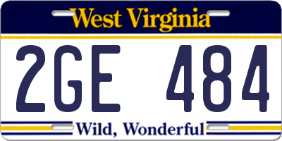 WV license plate 2GE484
