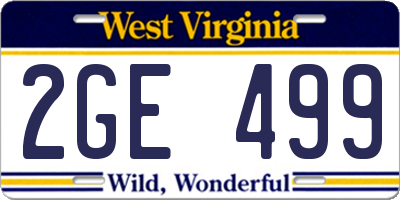 WV license plate 2GE499