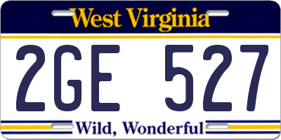 WV license plate 2GE527