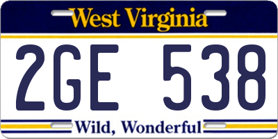 WV license plate 2GE538