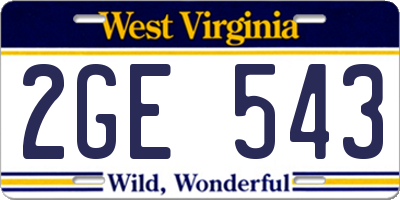 WV license plate 2GE543