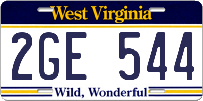 WV license plate 2GE544