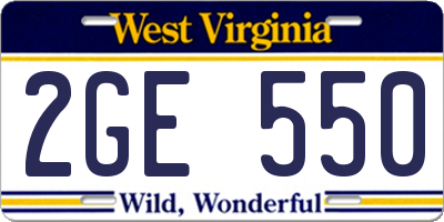 WV license plate 2GE550