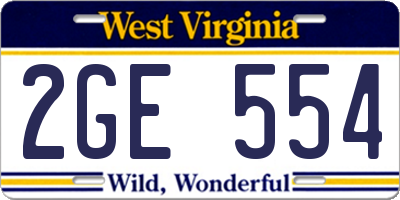 WV license plate 2GE554