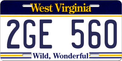 WV license plate 2GE560