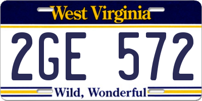 WV license plate 2GE572