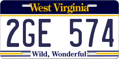 WV license plate 2GE574