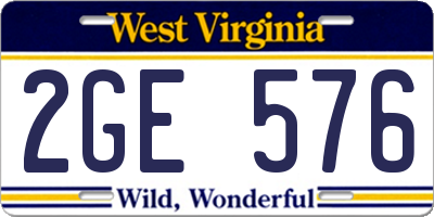 WV license plate 2GE576