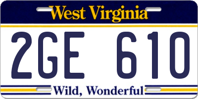 WV license plate 2GE610