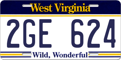 WV license plate 2GE624