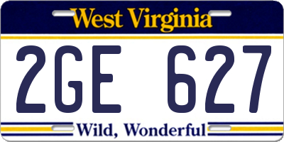 WV license plate 2GE627