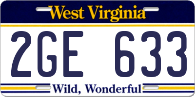 WV license plate 2GE633