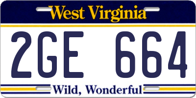 WV license plate 2GE664