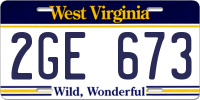 WV license plate 2GE673