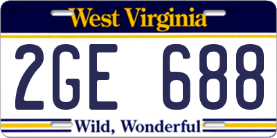 WV license plate 2GE688