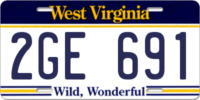 WV license plate 2GE691
